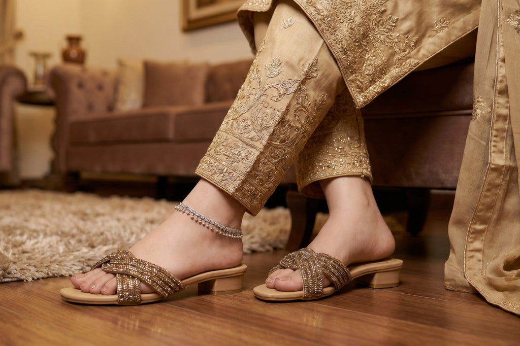 Crystal Cross Strap Sandals