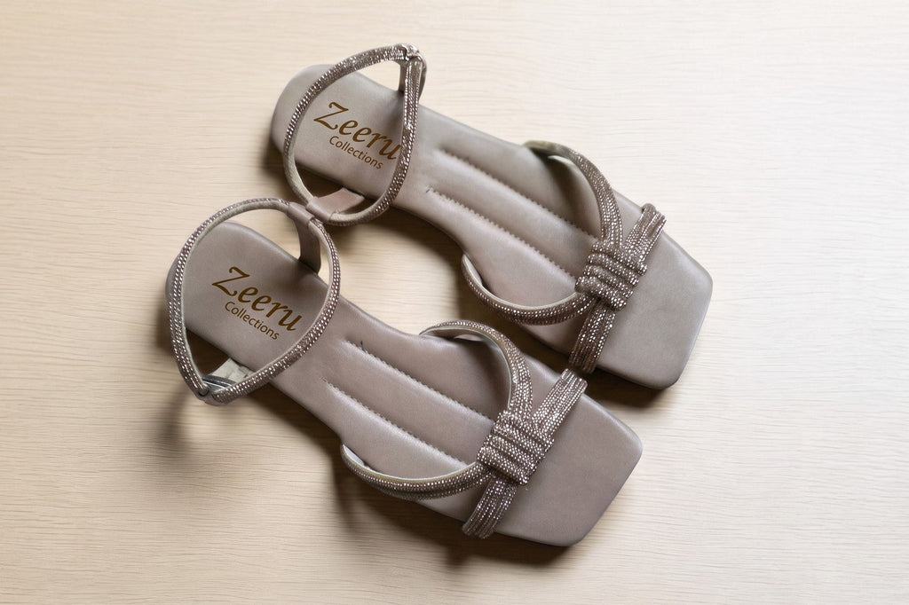 Zaria Embellished Ankle Strap Flat