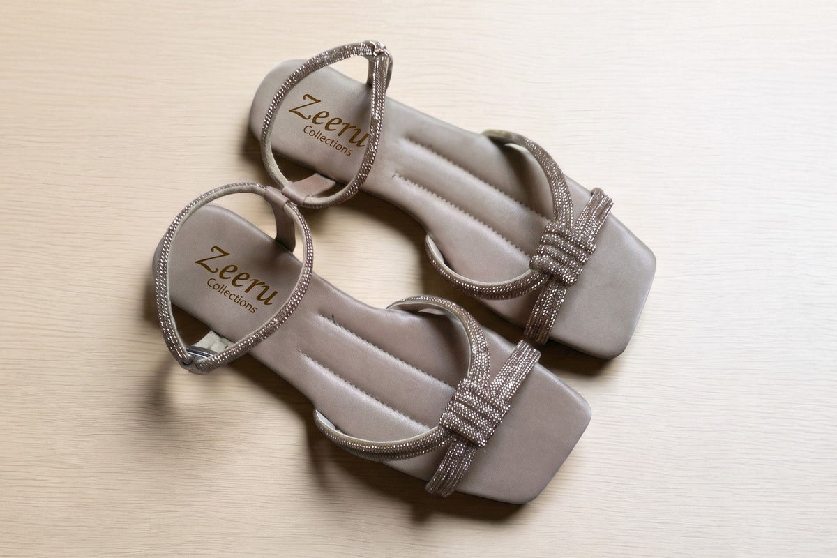 Zaria Embellished Ankle Strap Flat