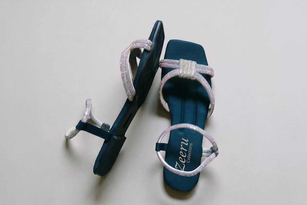 Zaria Embellished Ankle Strap Flat